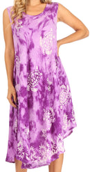 Sakkas Mara Women's Casual Sleeveless Tank Flare Midi Boho Batik Dress Cover-up
