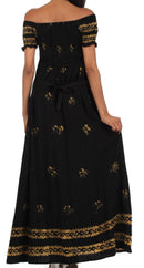 Sakkas Embroidered Batik Smocked Bodice Long Maxi Dress