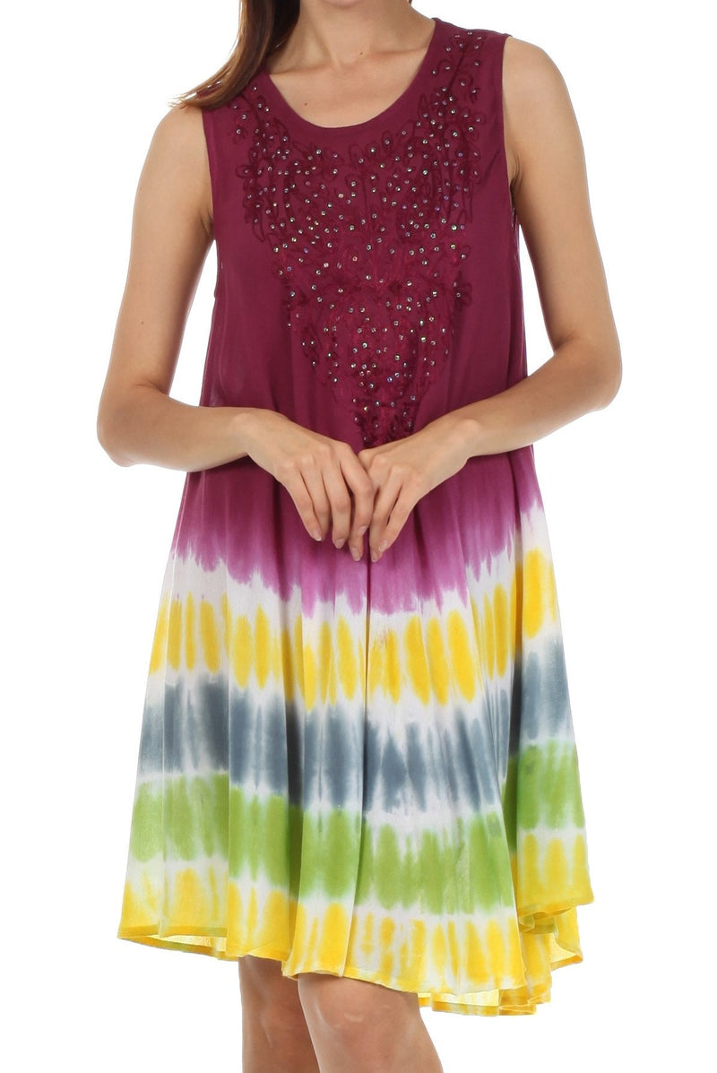 Sakkas Multi-Color Tie Dye Tank Dress / Cover Up