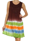 Sakkas Multi-Color Tie Dye Tank Dress / Cover Up#color_Chocolate