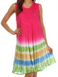 Sakkas Multi-Color Tie Dye Tank Dress / Cover Up#color_Hot Pink