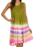 Sakkas Multi-Color Tie Dye Tank Dress / Cover Up#color_Olive