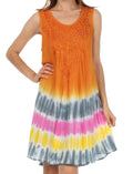 Sakkas Multi-Color Tie Dye Tank Dress / Cover Up#color_Orange