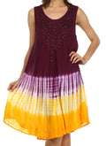 Sakkas Multi-Color Tie Dye Tank Dress / Cover Up#color_Plum