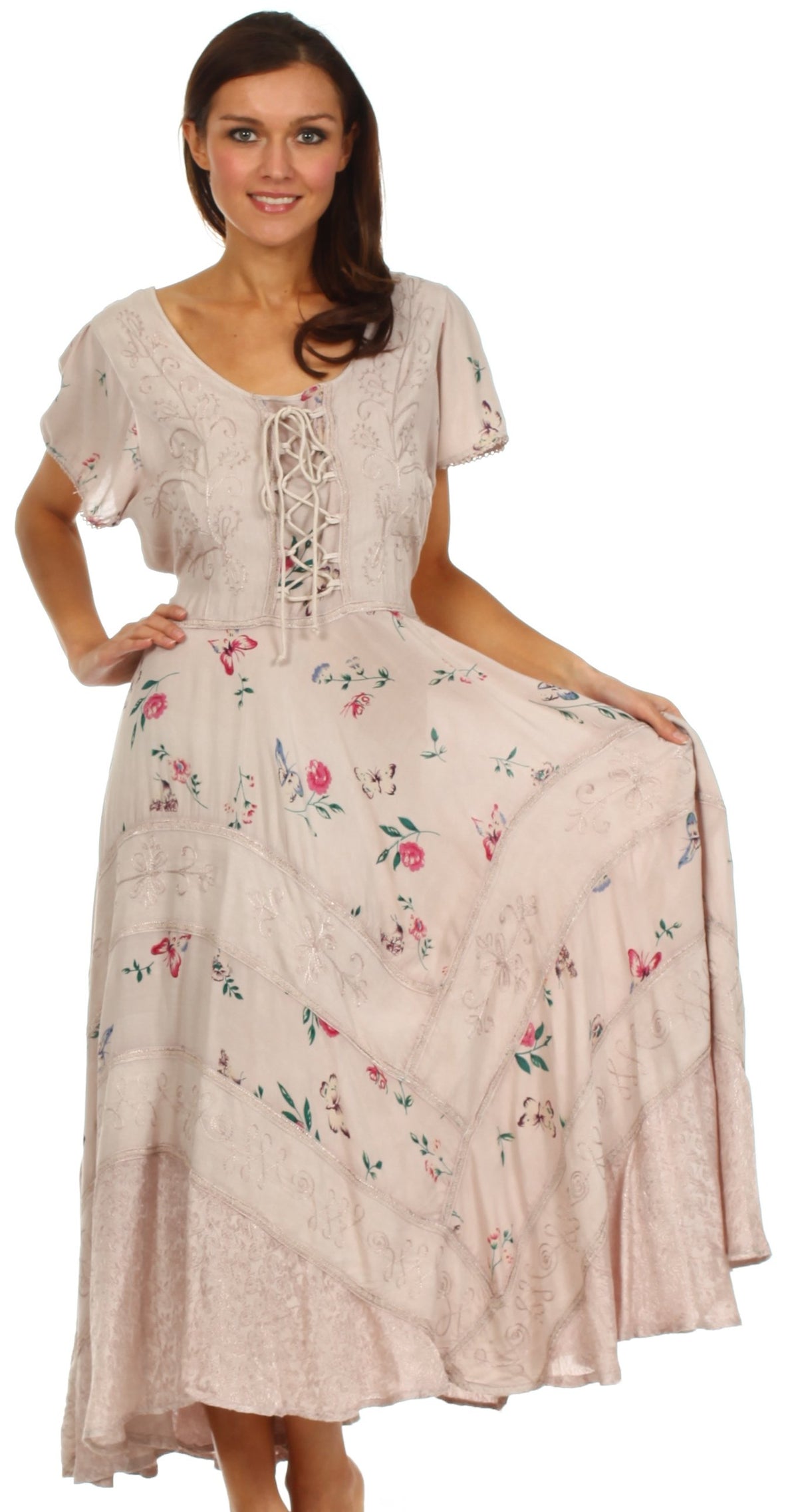 sakkas calliope corset style dress Sakkas Calliope Corset Style Dress - Beige - L/XL