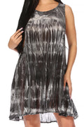 Sakkas Marta Women's Casual Summer Tie Dye Flowy Boho Maxi Sleeveless Dress Loose#color_362107-Black