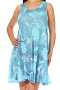 Sakkas Marta Women's Casual Summer Tie Dye Flowy Boho Maxi Sleeveless Dress Loose#color_362108-Turquoise