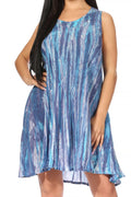 Sakkas Marta Women's Casual Summer Tie Dye Flowy Boho Maxi Sleeveless Dress Loose#color_Teal