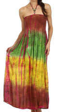 Sakkas Athena Multi-Color Tie Dye Smocked Dress#color_Brown