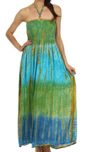 Sakkas Athena Multi-Color Tie Dye Smocked Dress#color_Green