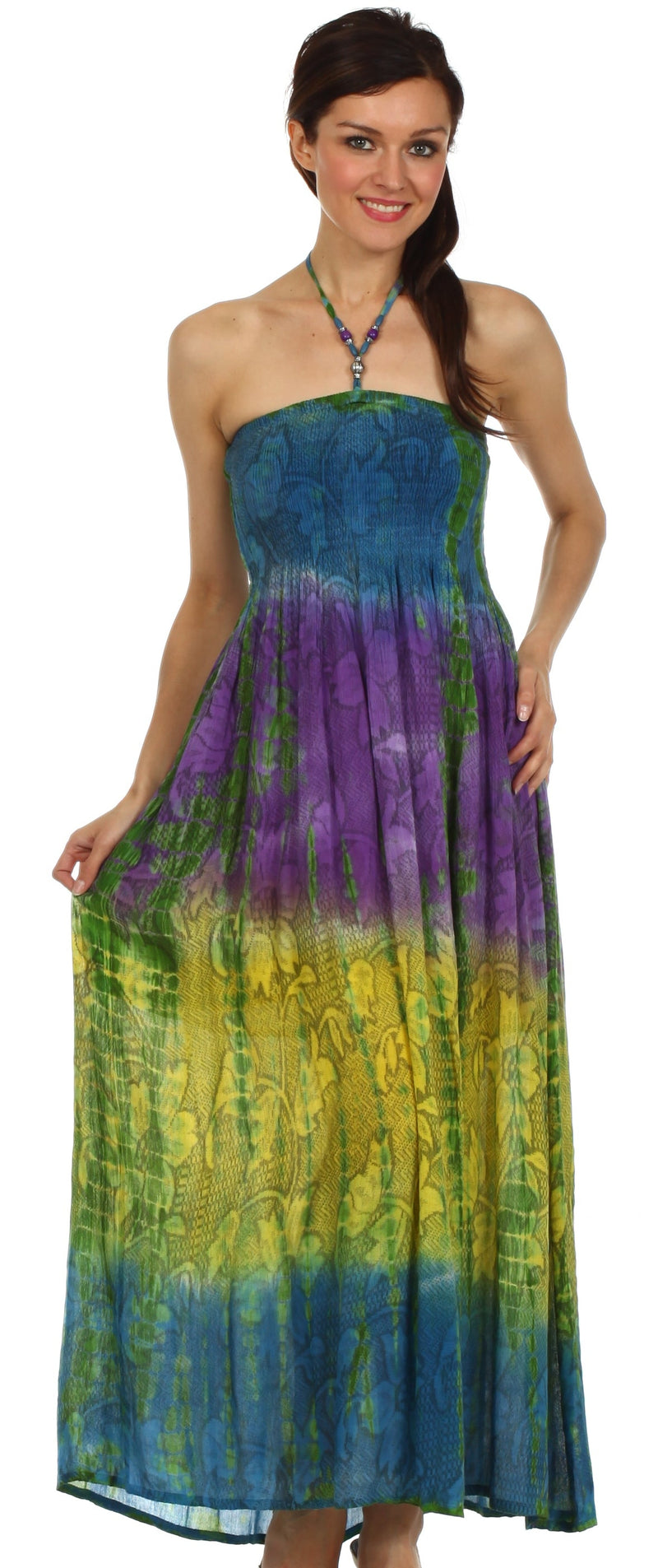 Sakkas Athena Multi-Color Tie Dye Smocked Dress