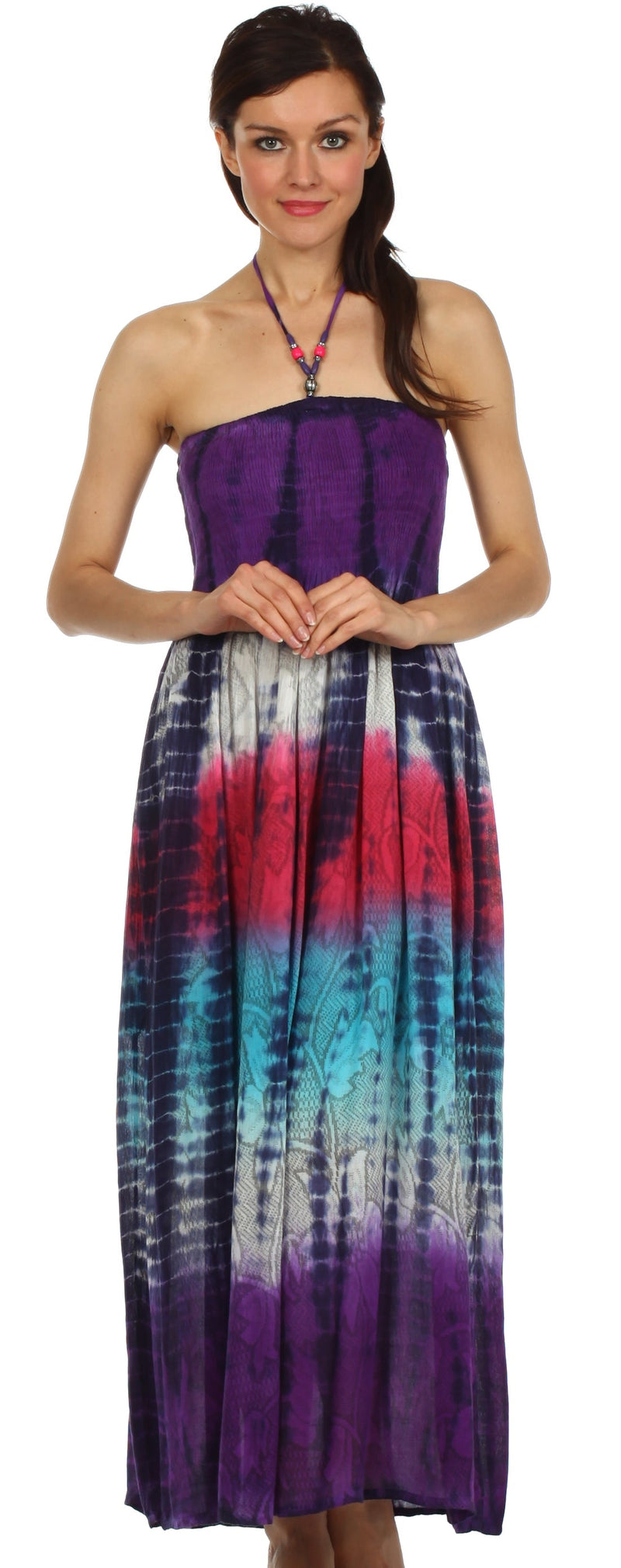 Sakkas Athena Multi-Color Tie Dye Smocked Dress