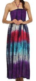 Sakkas Athena Multi-Color Tie Dye Smocked Dress#color_Purple