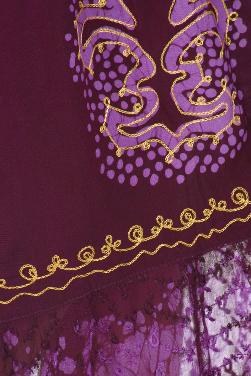 Sakkas Fleur De Lis Batik Jacquard Off Shoulder Crepe Hem Dress
