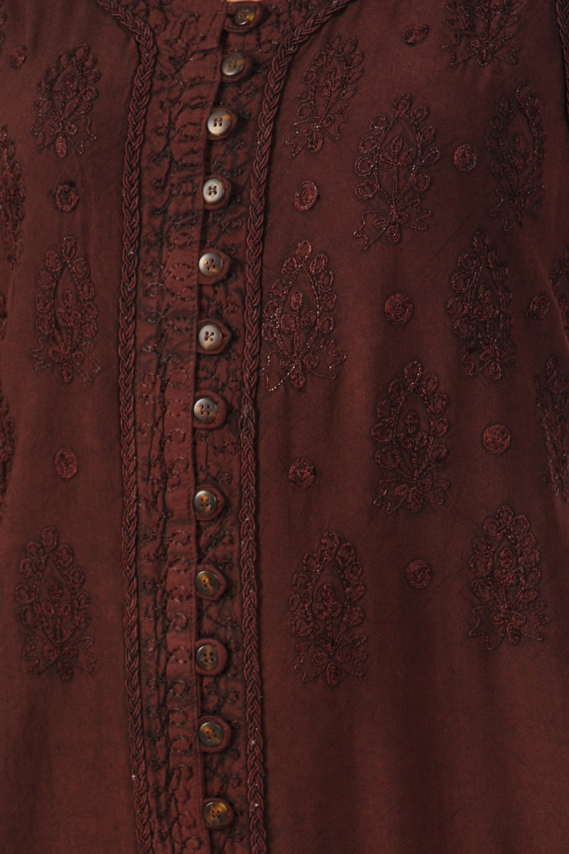 Sakkas Stonewashed Embroidered Cap Sleeve Maxi Long Dress