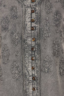 Sakkas Stonewashed Embroidered Cap Sleeve Maxi Long Dress