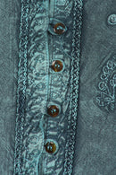 Sakkas Stonewashed Embroidered Cap Sleeve Maxi Long Dress