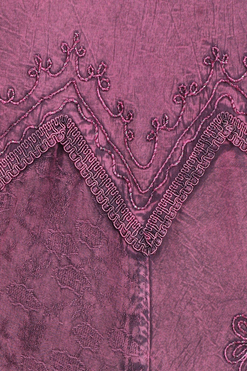 Sakkas Stonewashed Rayon Embroidered Adjustable Spaghetti Straps Long Dress