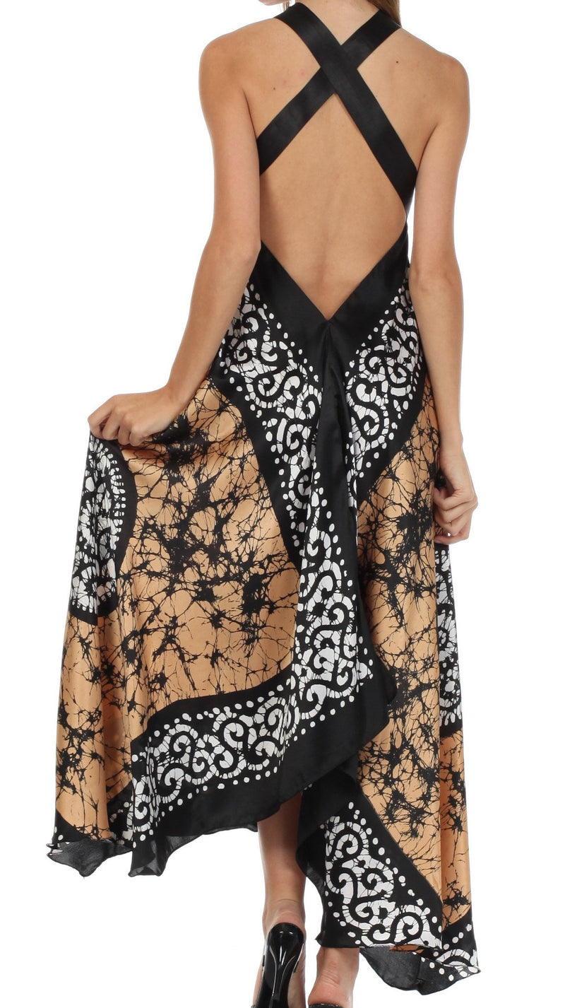 sakkas halter dress Sakkas Lizi 2025 Womens Maxi High-low Halter Handkerchief Long Dress Beach Party One Size / 625