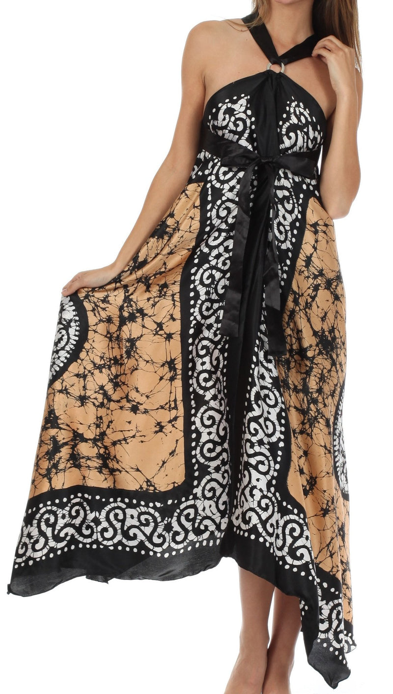 Sakkas Silky Wrap Halter Handkerchief Hem Maxi Dress Sakkas Silky Wrap Halter Handkerchief Hem Maxi Dress