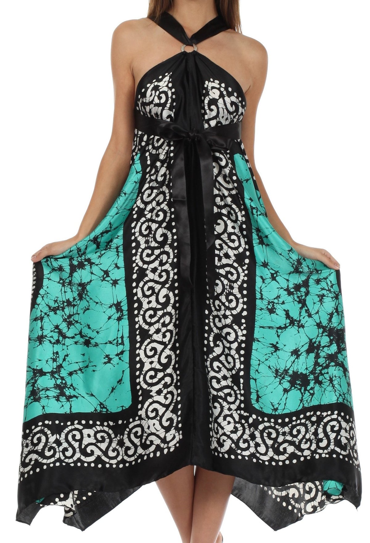 Sakkas Silky Wrap Halter Handkerchief Hem Maxi Dress Sakkas Silky Wrap Halter Handkerchief Hem Maxi Dress