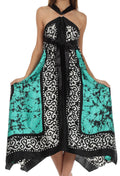Sakkas Silky Wrap Halter Handkerchief Hem Maxi Dress#color_Mint