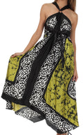 Sakkas Silky Wrap Halter Handkerchief Hem Maxi Dress#color_Olive