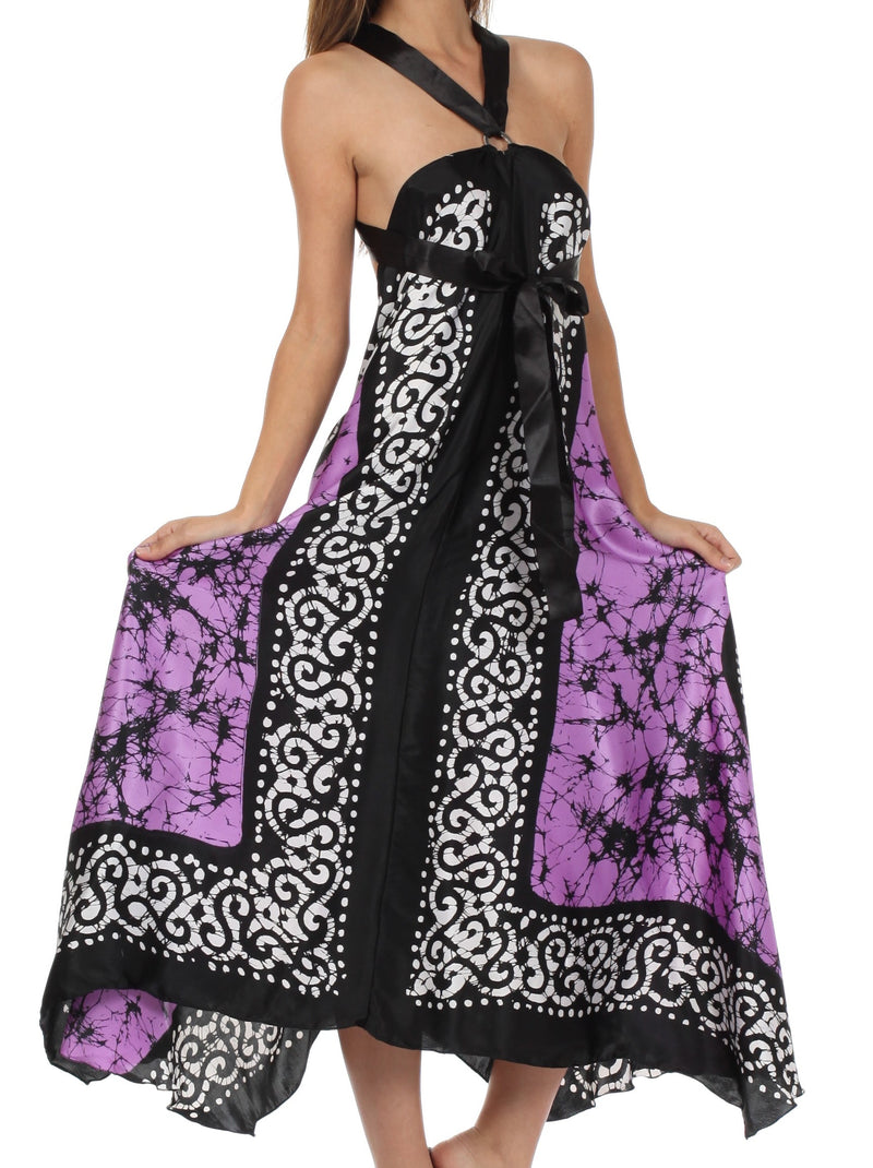 Sakkas Silky Wrap Halter Handkerchief Hem Maxi Dress Sakkas Silky Wrap Halter Handkerchief Hem Maxi Dress