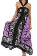 Sakkas Silky Wrap Halter Handkerchief Hem Maxi Dress#color_Purple