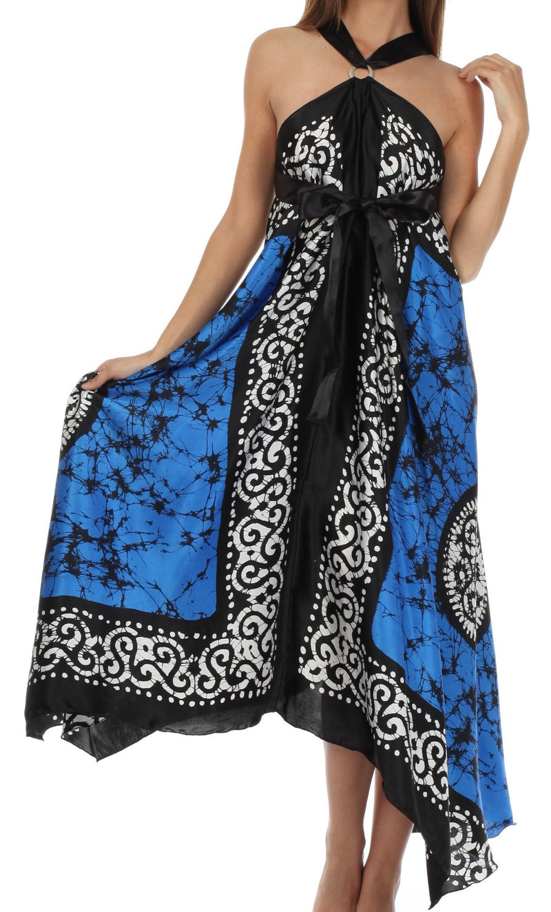 Sakkas Silky Wrap Halter Handkerchief Hem Maxi Dress Sakkas Silky Wrap Halter Handkerchief Hem Maxi Dress