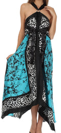 Sakkas Silky Wrap Halter Handkerchief Hem Maxi Dress#color_Turquoise