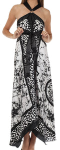 Sakkas Silky Wrap Halter Handkerchief Hem Maxi Dress#color_White