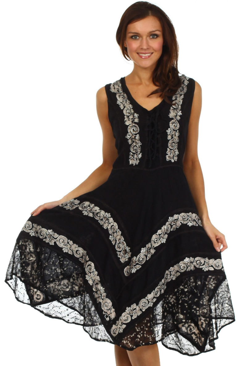 Sakkas Briar Rose Batik Corset Style Dress