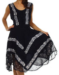 Sakkas Briar Rose Batik Corset Style Dress#color_Navy/White