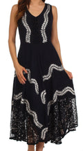 Sakkas Anastasia Batik Corset Style Dress#color_Black / White