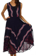 Sakkas Anastasia Batik Corset Style Dress#color_Navy / Pink