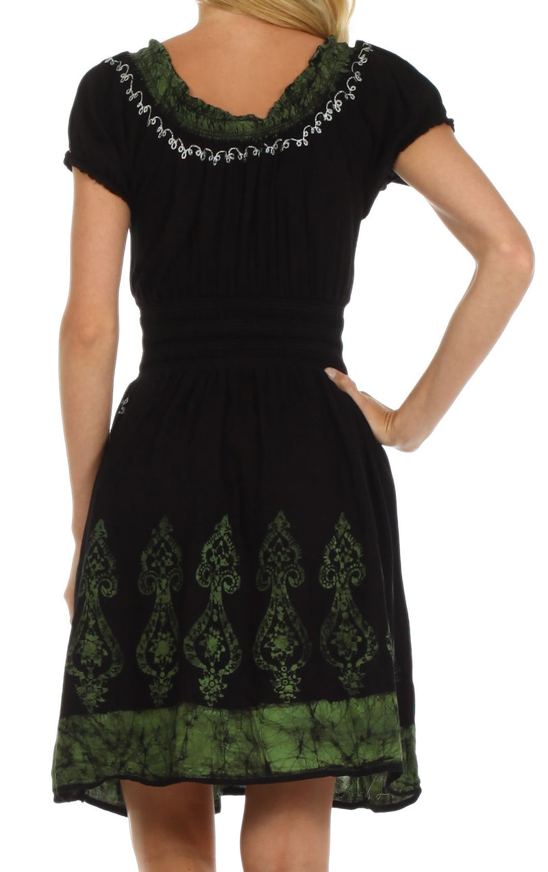 Sakkas Ladli Batik Embroidered Dress