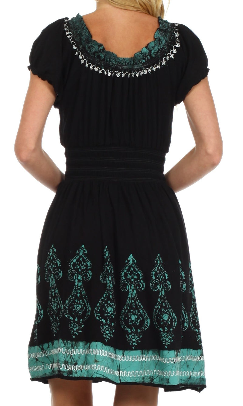Sakkas Ladli Batik Embroidered Dress
