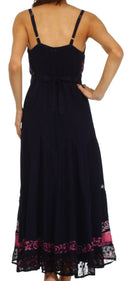 Sakkas Luna Batik Embroidered Adjustable Spaghetti Strap Dress