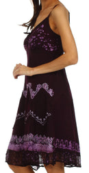 Sakkas Jolie Batik Embroidered Adjustable Spaghetti Strap Dress