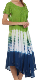 Sakkas Multi Color Tie Dye Cap Sleeve Caftan Dress / Cover Up