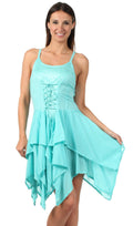 Sakkas Seraphina Corset Style Jacquard Bodice Short Dress#color_Aqua
