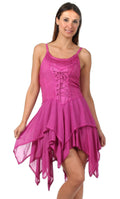 Sakkas Seraphina Corset Style Jacquard Bodice Short Dress#color_Magenta