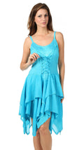 Sakkas Seraphina Corset Style Jacquard Bodice Short Dress#color_Turquoise