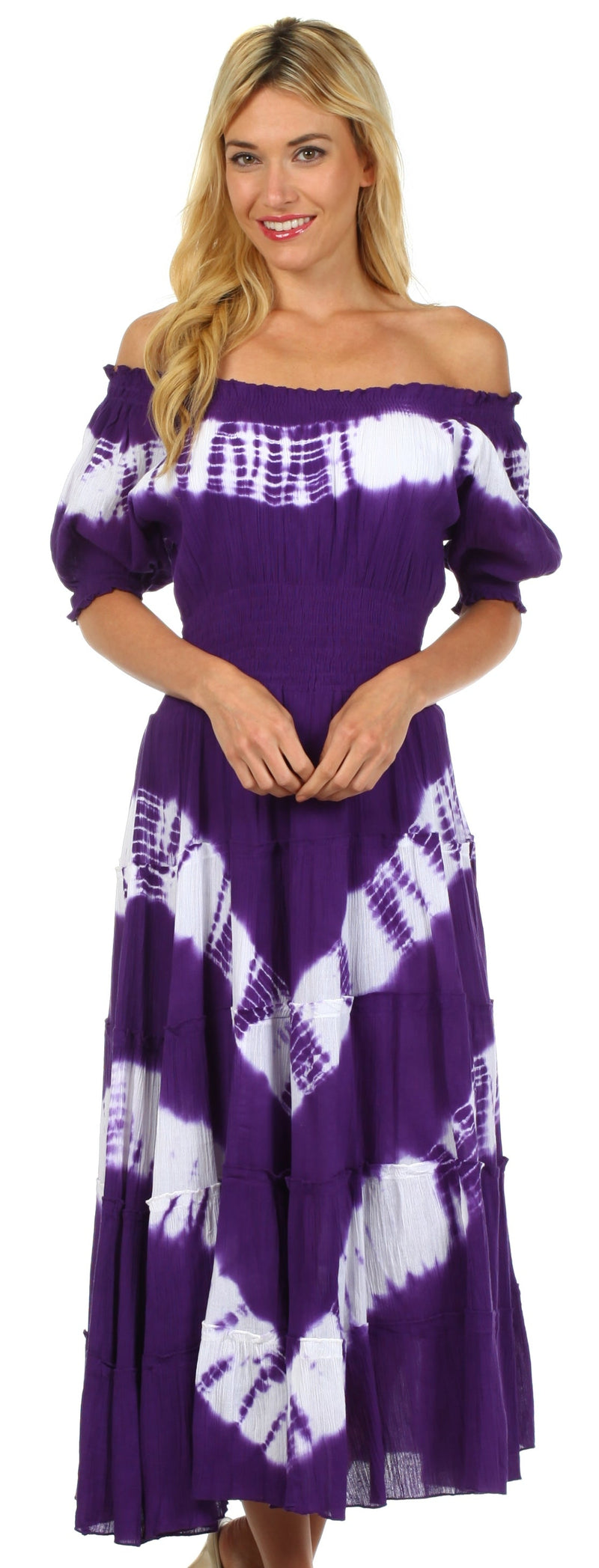 Sakkas Tie Dye Peasant Gypsy Boho Dress