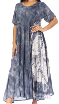 Sakkas Marcela Women's Casual Summer Maxi Short Sleeve Boho Dress Kaftan Sundress#color_522101-Grey