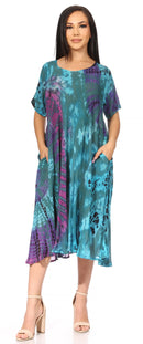 Sakkas Marcela Women's Casual Summer Maxi Short Sleeve Boho Dress Kaftan Sundress