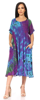 Sakkas Marcela Women's Casual Summer Maxi Short Sleeve Boho Dress Kaftan Sundress