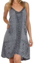 Sakkas Sakkas Jayanti Embroidered Rayon Dress#color_Charcoal
