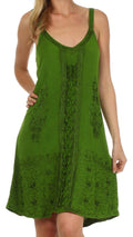 Sakkas Sakkas Jayanti Embroidered Rayon Dress#color_Green